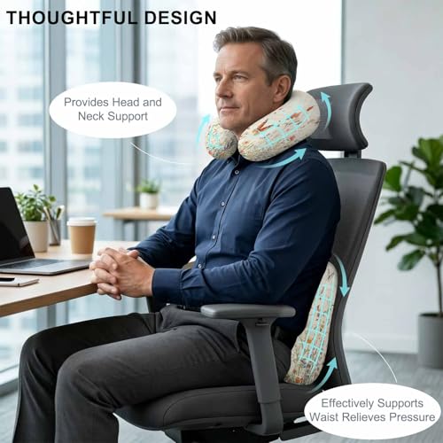 Almohada viscoelástica ergonómica beige para viaje miniatura 3