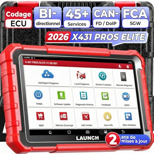 LAUNCH X431 Pros Elite Valise Diagnostic Auto, Bi-directionnel, Codage en Ligne de l'ECU, Diagnostic Complet du Système, 45+ Services de Réinitialisation,...