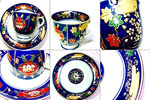 Amazon | 有田焼金襴手 古伊万里 竜田川カップ＆ソーサー5客セット 