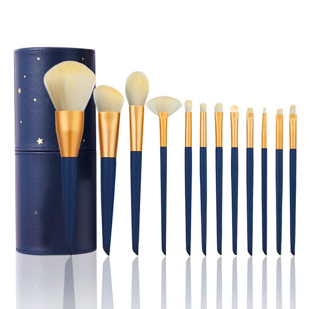 Juego de 12 brochas de Maquillaje de Pelo Suave y Suelto, Juego de brochas de Maquillaje, Herramientas de Belleza de Pelo Suave (D como se Muestra)
