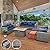 Rattaner Patio Furniture Set with 45-Inch Fire Pit 7-Piece Outdoor Furniture Sets Patio Couch Outdoor Chairs 60000 BTU Propane Fire Pit Table Non-Slip Cushions and Waterproof Covers, Navy Blue