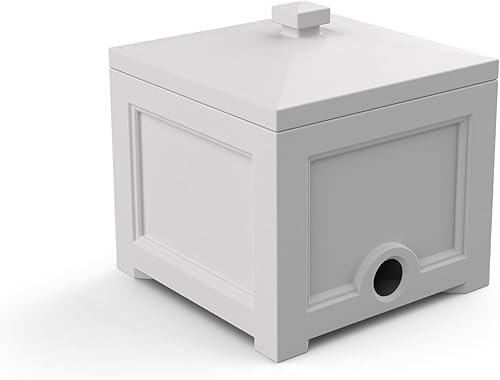 Mayne Inc 5858-W Fairfield - Contenedor de almacenamiento para manguera de jardín, color blanco