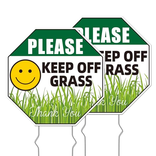 Keep Off Grass Sign 2-Pack 10x10 Metal Stakes Double-Sided Signs Corrugated Plastic Keep Off Grass Signs For Yard