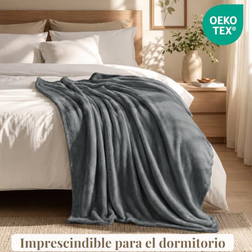 Miniatura 6 de Dalina Textil - Manta Para Sofá Grande 220x240cm - Manta Cama 135-150, Sobrecama - Manta Terciopelo Invierno Para Sofá, Cama, Viaje, Sala De Estar Gris Oscuro