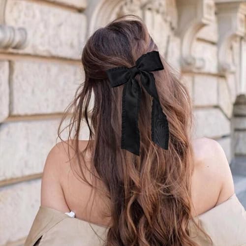 2PCS Moños para el cabello con cintas negras miniatura 4
