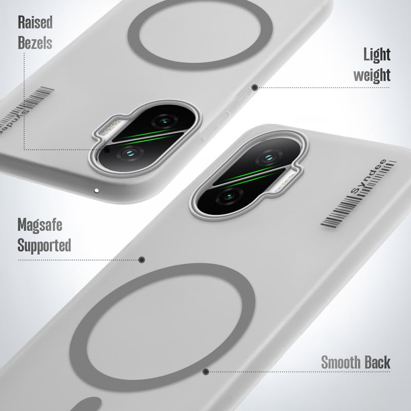Image of Mr. Case Back Cover for Poco F7 5G Elegant Frosted White Translucent Back Only Compatible with Wireless Magnetic Accessories | Anti-Scratch Shockproof Phone Case - Grey
