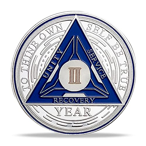 Image of Imasoner 2 Year AA Medallion Coin Alcoholics Anonymous Chips Recovery Sobriety Chip Anniversary Token (02 Year)