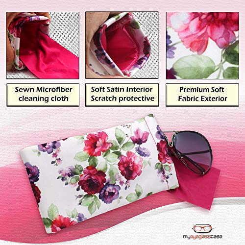 Image of Soft Sunglasses case | Large Glasses Case Holder - Eyeglass Pouch Squeeze Top | Glasses pouch Lightweight Extra Layers