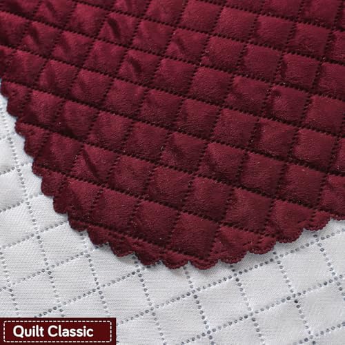 Image of HOKIPO Quilted Sofa Cover 6 Seater Set - Washable 3+2+1 Sofa Panel for Seat & Back | 'Quilt Classic' Maroon (IN-927+926+925 * 2-MRN)