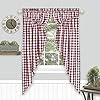 Farmhouse Curtains Kitchen Decor Buffalo Plaid Gathered Swags Classic Country Plaid Gingham Checkered Design Farmhouse Decor Burgundy 72 W x 63 H Swag Pair