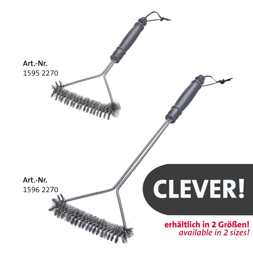 Westmark Szczotka do grilla 30 cm – krótki uchwyt, idealna do czyszczenia grilla, zarówno żeliwnego, jak i ze stali nierdzewnej, z praktyczną skórzaną pętelką – stal nierdzewna, PP