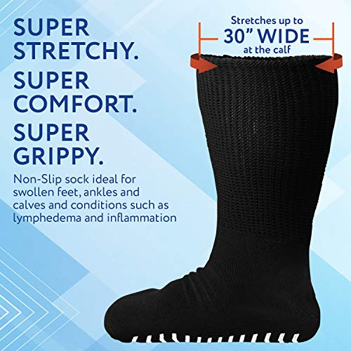 IMPRESA 2 Pairs Super Wide Non-Skid Socks for Lymphedema, Bariatric & Oversized Anti-Slip Design, Stretchable to 30'' Over Calf for Swollen Feet, Men's & Women's Unisex Fit - Socks For Men2
