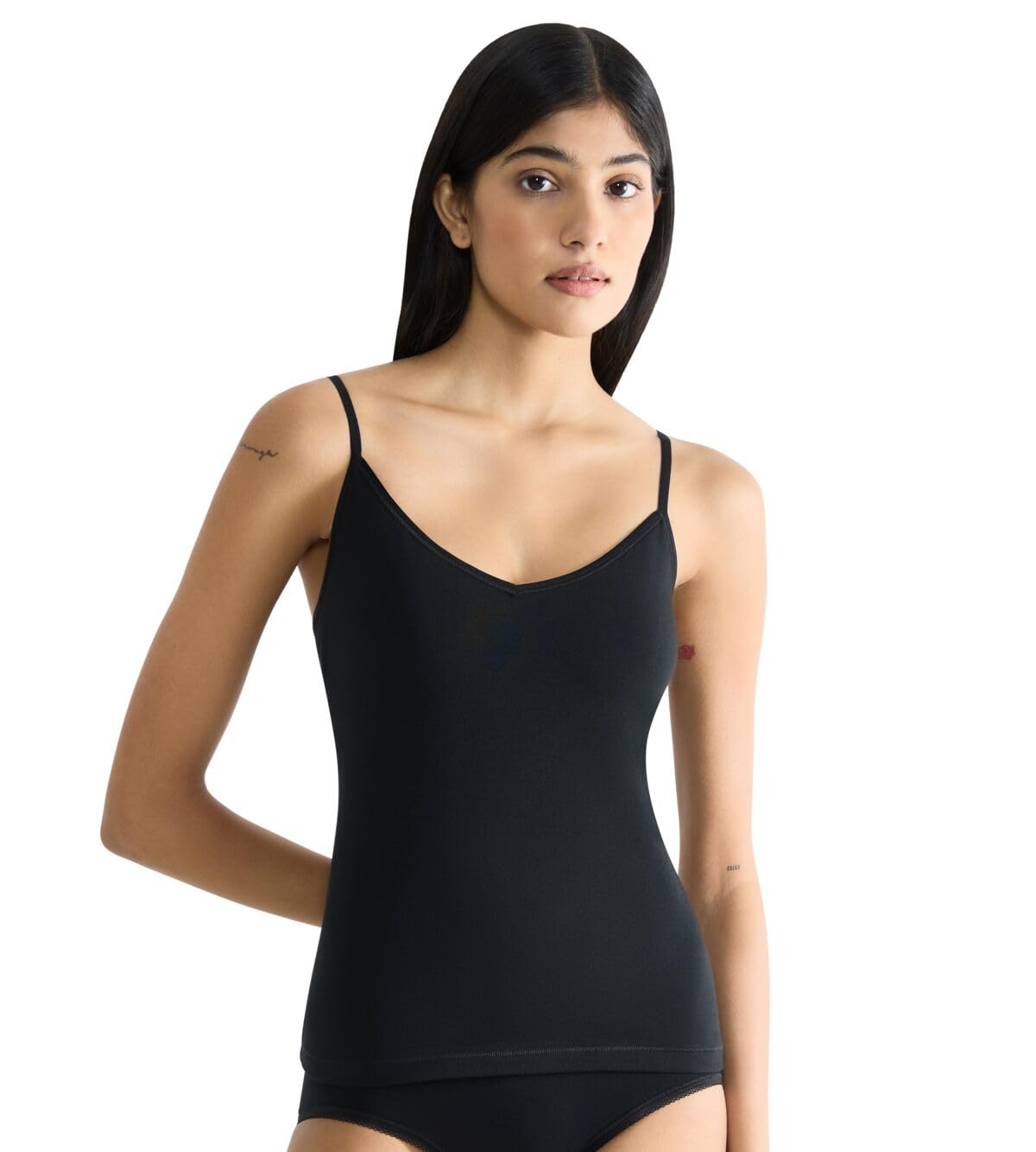Sloggi Women's Go Daily Cotton Spaghetti Top Undershirt, Black, S