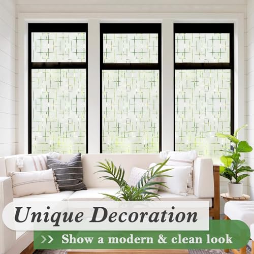 Image of WOO Home Frosted Glass Window Film & Stickers (12 X 72 Inchs) Privacy Window Cover for Home & Office - Easy Apply, UV Protection, Removable Decorative Film (Design Film 2 1 X 6 SQFT)