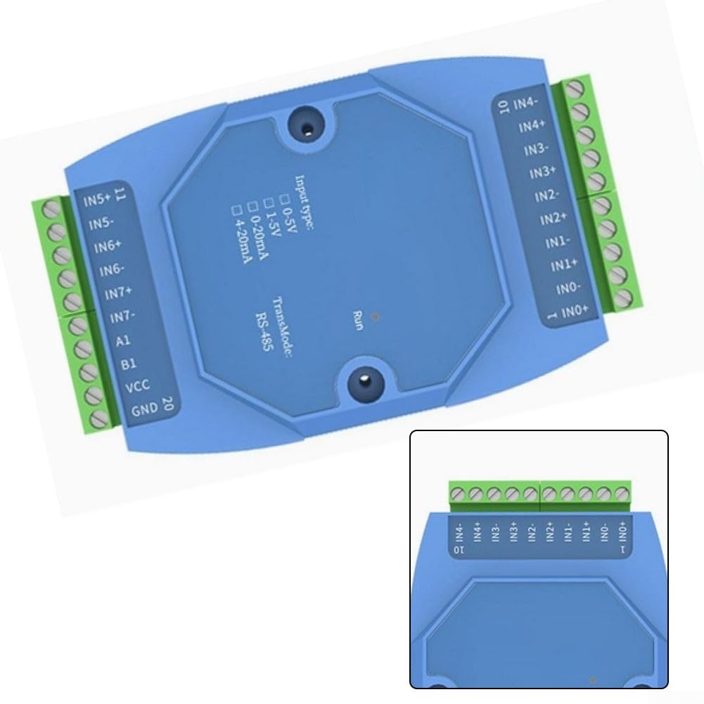 Modulo di acquisizione segnale analogico, 8 canali per 4-20mA 0-5V a RS-485 convertitore sistema di monitoraggio industriale, blu (0-5V)