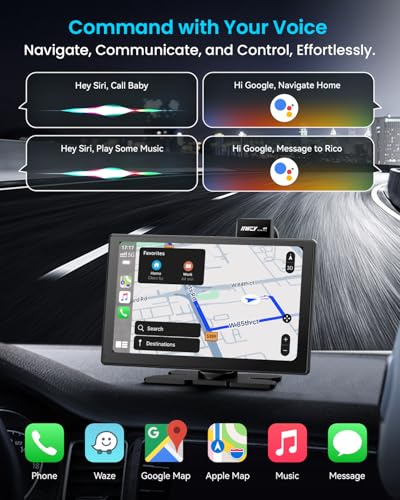 Image of IK9 9 inch Wireless CarPlay & Android Auto Screen, Portable Car Stereo with 4K Dash Cam & 1080p Rear Camera, CarPlay with Backup Camera, Touch Screen GPS Display, Mirror Link, Apple Car Play Screen