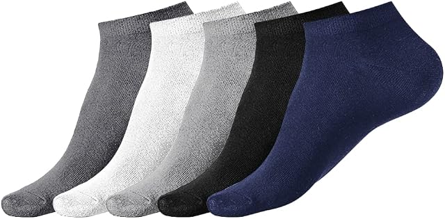 Sufeng No Show Socks, Low Cut Socks Non Slip Ankle Socks Women, 5 Pairs, Cotton Invisible Socks Ladies, Wicking Breathable Trainer Men, Crew Socks Running Walking Fitness, 4-8 (SF022029)