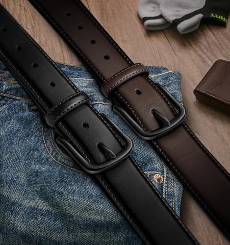BULLIANT Men Belt Multi Pack,Leather Belt For Gift Men Golf Dress Casual Jean 7Holes 1 3/8"2