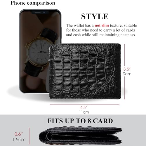 Image of HATA Men Leather Bifold Wallet RFID Blocking Front Pocket Exotic Billfold Handmade Gift For Birthday Wedding Anniversary Father's Day