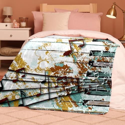 Couverture polaire note de musique en microfibre de qualité supérieure pour lit et sofa - 8