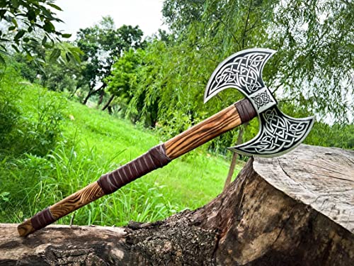 Dark WARRIOR Handmade Double Head Berserker Axe Large Norse Double Blade Hand Forged Steel Forest Hewing Broad Hunting Dane