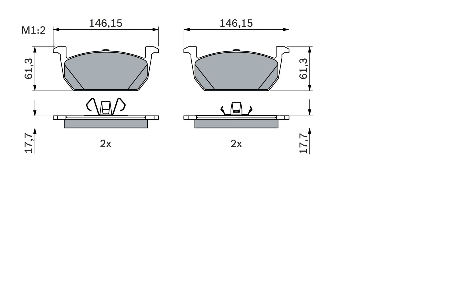 BOSCH Plaquettes de freins Avant Épaisseur 17,3mm 0 986 424 846 Compatible avec VW Polo VI AW1, BZ1, SEAT IBIZA V KJ1, AUDI A1 Sportback GBA, SKODA Kamiq NW4