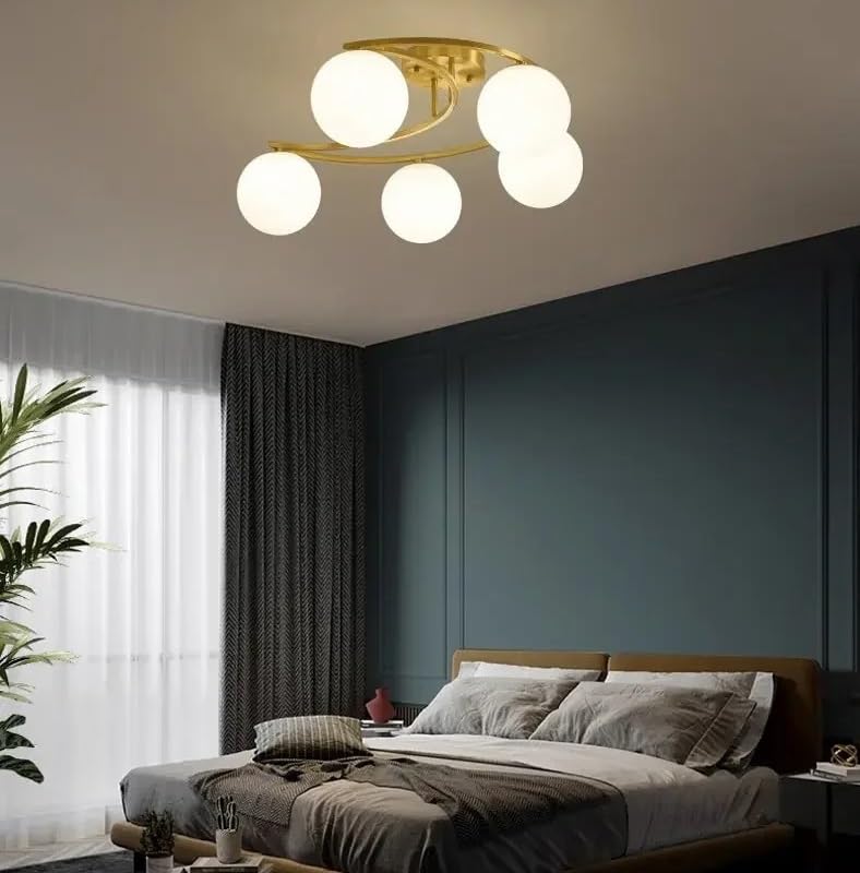 Lustre de plafond en verre nordique or éclairage intérieur minimaliste loft