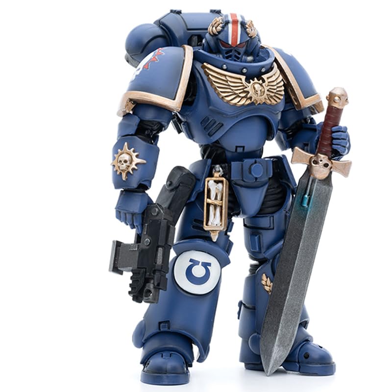 YIZRIOJoyToy Warhammer 40K Ultramarines Primaris Lieutenant Argaranthe 1:18 Scale Action Figure Mecha Joy Toy Collection Model 4.72 inch