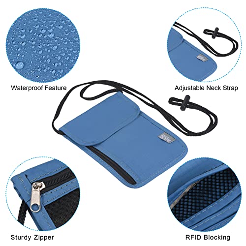 Image of PATIKIL Neck Wallet, Passport Holder Neck Pouch RFID Blocking Waterproof Neck Travel Wallet for Women & Men, Blue