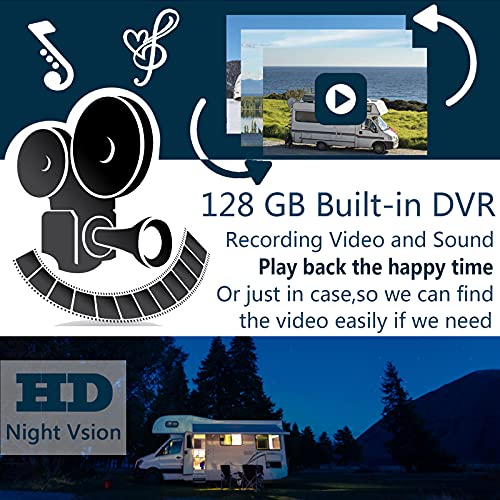 Image of Touchable 5 Split Large 10.1 inch 1080P Screen Backup Camera Audio Monitor & Built-in 128GB DVR Dash Cam for RV Truck Trailer Rear Side Front View Wired System