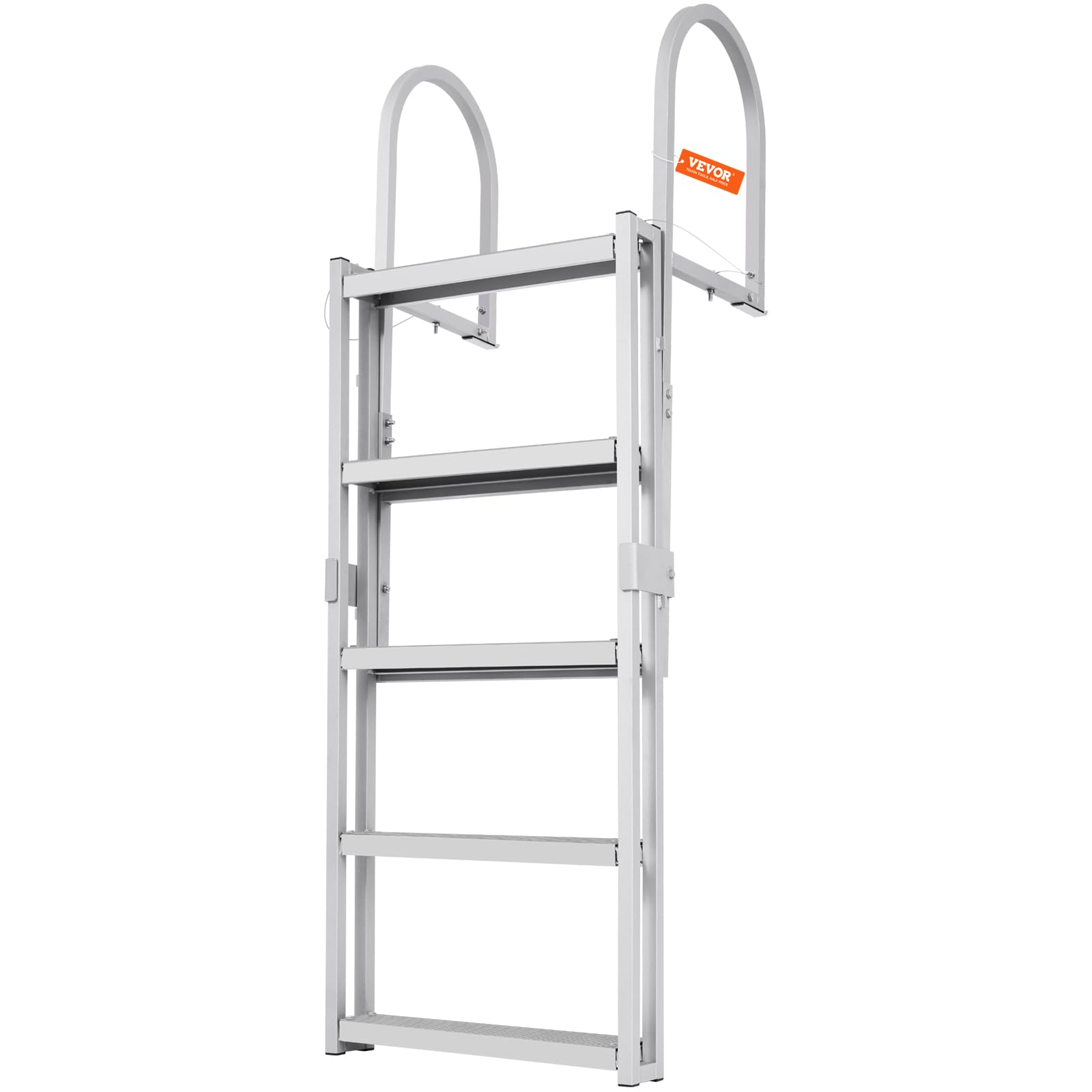 VEVOR Scaletta per Pontile Retrattile 5 Gradini, Portata 158 kg, Scaletta per Barca per Pontone Lega di Alluminio Altezza Regolabile 1700-2005 mm Scaletta Antiscivolo per Barca Piscina