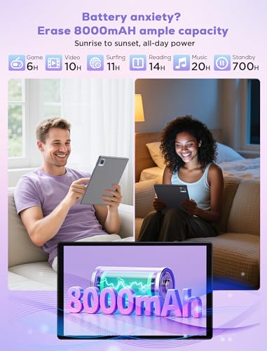Image of 2025 Tablet 10.4 inch Android 15 Tablets with Keyboard Stylus Mouse: 2K IPS Tablette (2000x1200), 36GB+256GB(1TB TF), 5G /2.4G Dual WiFi, 8-Core 1.6GHz, 8000mAh,8+13MP, Widevine L1- Gray