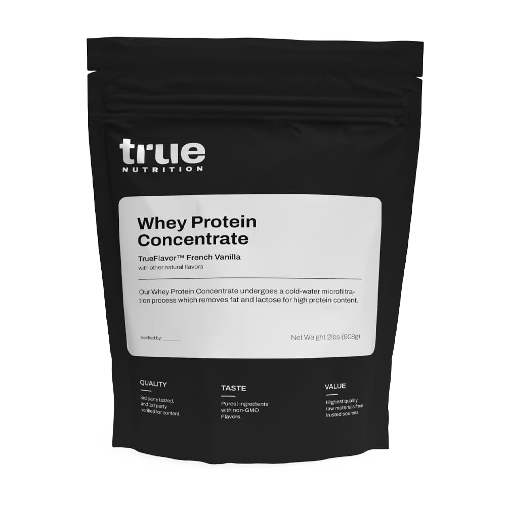 True Nutrition - Whey Protein Concentrate - 100% Whey Protein Powder - Fast Acting Low Carb Protein Powder with Essential Amino Acids - High in Leucine - French Vanilla - 2lb
