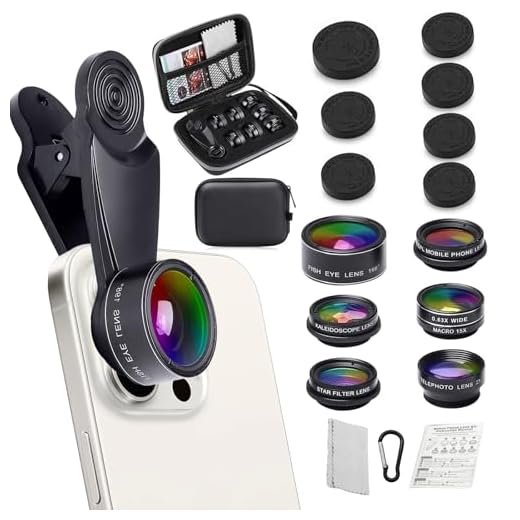Kit di obiettivo universale 7 in 1, tra cui obiettivo fisheye 198° 15X obiettivo macro 0.63X grandangolo CPL Star filtro obiettivo con accessori di registrazione per smartphone