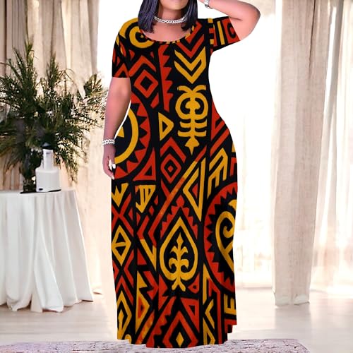Image of PinkPatty Plus Size Maxi Dress for Women Summer Casual Short Sleeve Tshirt Dresses with Pockets (XL-6XL)
