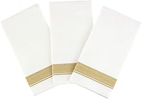 Vista 5 de Servilletas rectangulares blancas con borde dorado, paquete de 50 servilletas de papel elegantes, servilletas desechables de 22 x 22 pulgadas