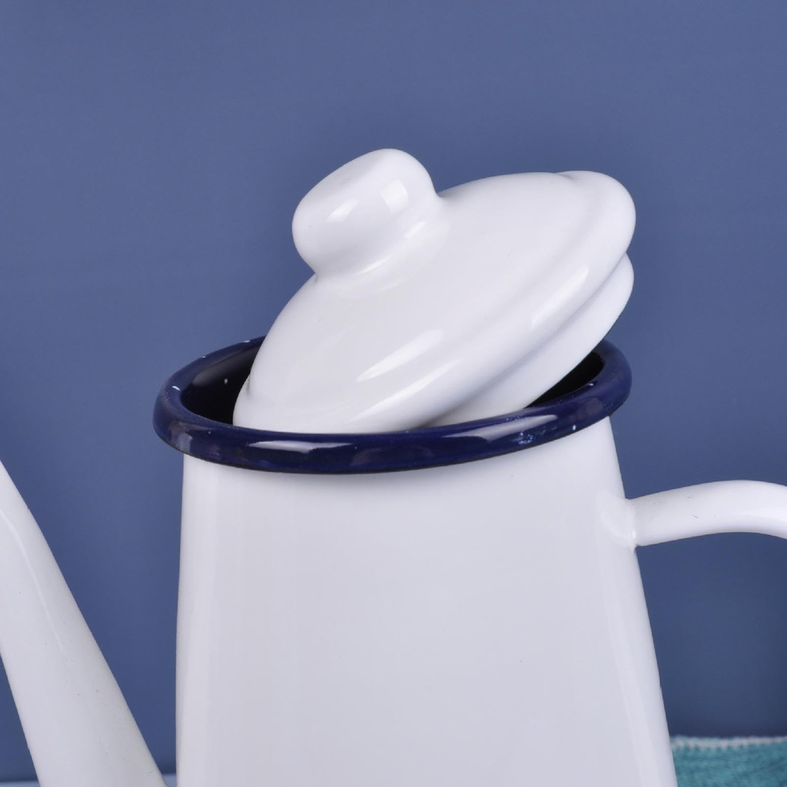 Fenteer Cafetera Esmaltada de 1,1 Litros, Diseño Moderno Y Elegante, blanco, tal como se describe