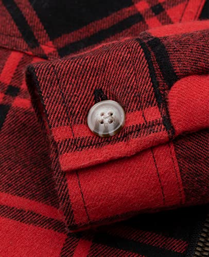 Zenthace Boys Hooded Flannel Shirt Jacket Sherpa Fleece Lined Full Zip Up Hoodie Flannel Plaid Shirt Red And Black S Size 5-6 #TOP5