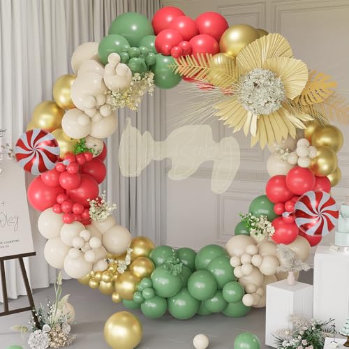 Christmas Balloons Garland Arch Kit- 159pcs Sage Green and White