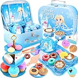 INNOCHEER Tea Party Set for Toddler Girl Toys, Frozen Toys for Girls Gifts, Tea Sets for Toddlers 3-5, Pretend Play for Toddlers, Birthday Christmas Princess Gifts Toys for 3 4 5 6 7 + Year Old Girl