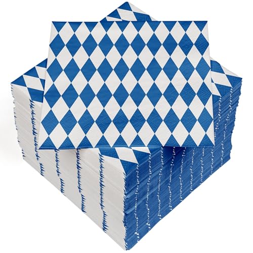 HEKU 100 Servietten, 3-lagig, 33x33cm, bayrisch blau I Saugstark und...
