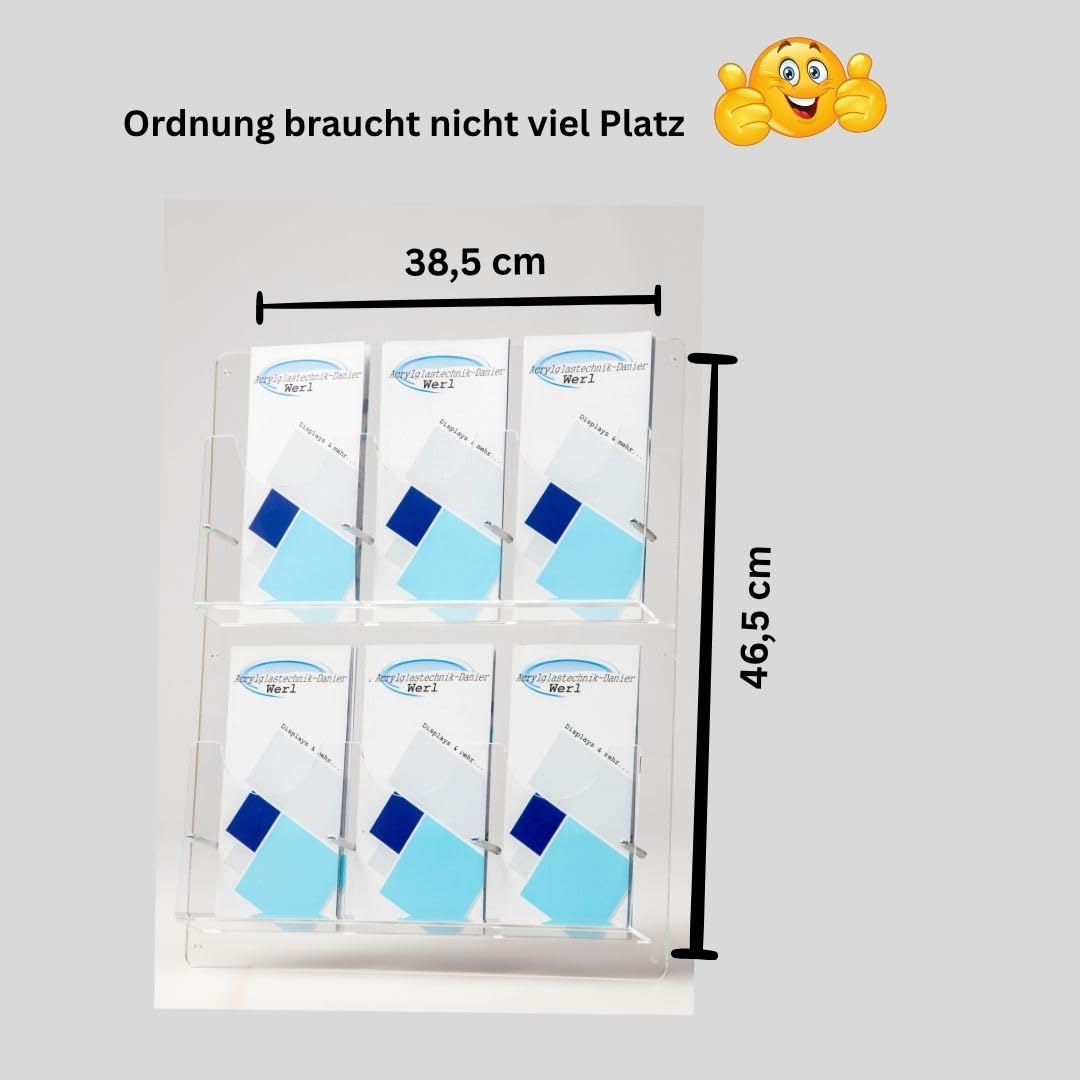 6-Fach Flyerhalter Prospektwandhalter DIN LANG,DIN A6,1/3A4 Flyer