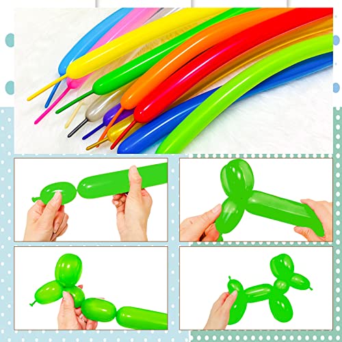 Image of Green 260 Balloons for Twisting Balloon Animal, Long Skinny Green Balloons for Modelling, Green Magic Balloon Animal Kit for Weddings Birthdays Party Decorations,100Pcs (Green)