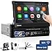 Hikity Autoradio 1 Din Android GPS con 7 Pollici Manual Flip Out Schermo Tattile, Stereo Auto Bluetooth con WiFi Navigazione GPS FM RDS SWC USB Mirror Link+Telecamera Posteriore
