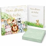 Livre souvenir de bébé – Album de naissance et journal de grossesse français pour garçon et fille, haut de gamme, album photo et cadeau de baby shower avec pochettes souvenirs