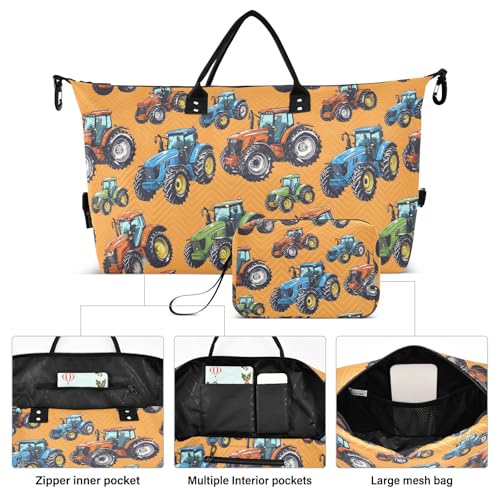 Colorful Truck Orange Large Travel Duffle Bag Weekender Overnight Bags Gym Yoga Bag for Women Men with Toiletry Bag2