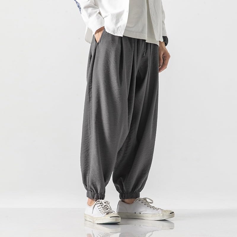 Summer Plus Size Chinese Style Cotton-Linen Ice Silk Harem Pants - Japanese Style Wide-Legged Trousers3