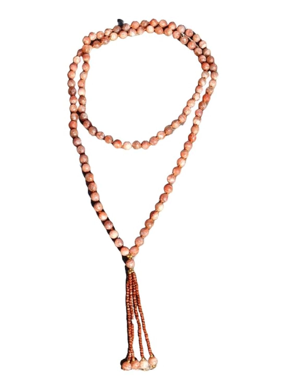 Naturalny kamień słoneczny, 8 mm, 108 koralików mala, duchowe, koraliki medytacyjne, Reiki, Japa Mala, buddyjskie koraliki modlitewne, bransoletka do jogi, koraliki lecznicze