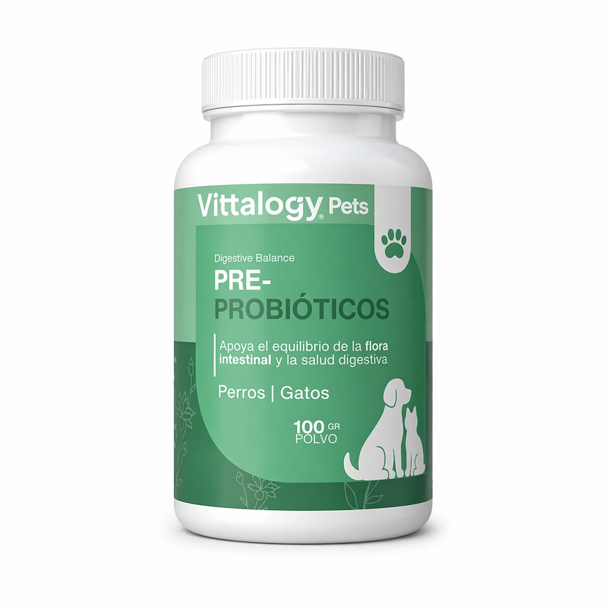 Pre Y Probióticos Perros Gatos Vittalogy | Enterococcus Faecium FOS Y Psyllium | Equilibrio Digestivo Y Restablecimiento De Flora | Fórmula En Polvo De Uso Diario