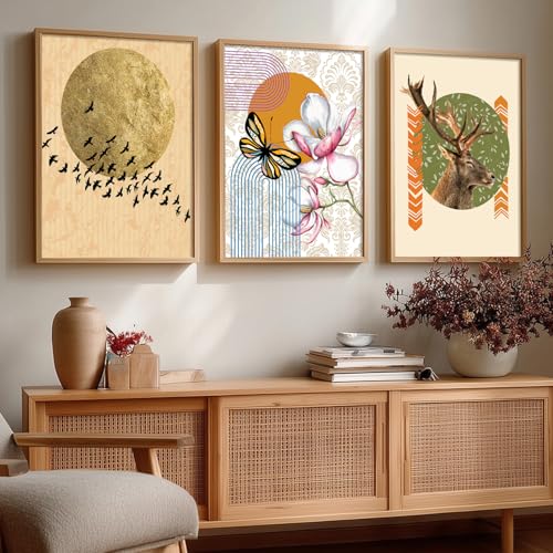 Image of kotart Paintings Modern Art Wall Decor Framed Paintings for Bedroom Room Living Room - Framed Wall Posters /Paintings with Frame - Painting for Wall Decoration - Set of 3 - D (Art 5, 13x17 inch)